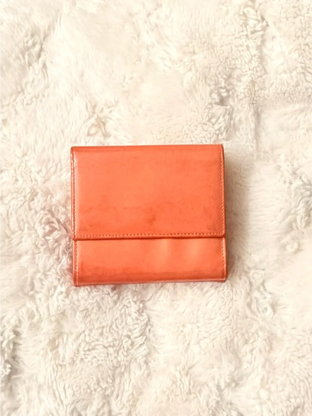 CHANEL Orange Patent Compact CC-Logo Wallet